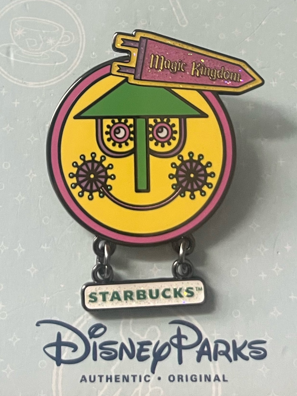 Disney Parks Starbucks Magic Kingdom It’s A Small World Clock Dangle Pin